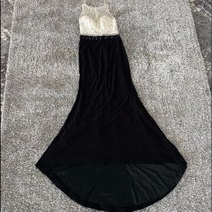 Dave & Johnny Black and Cream Beaded Mesh Illusion Dress DIY